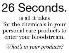26 seconds is all it take for toxic ingredients in personal care to enter your blood stream