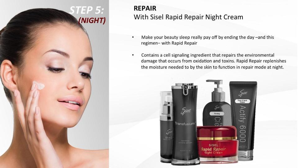 Sisel's anti aging skin care step 5 nighttime apply rapid repair