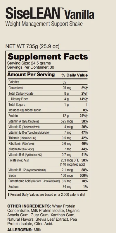 Sisel-Lean-Vanilla-Product-Label-Ingredients